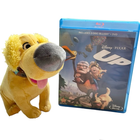 Disney Plush DUG Dog + UP Blu-Ray DVD Movie 3 Disc Set Disney Pixar Bonus - Picture 1 of 14
